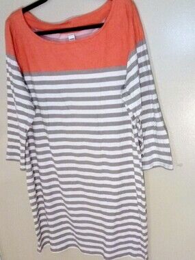 Old Navy Orange Gray And White Stripe Dress Size Extra Large